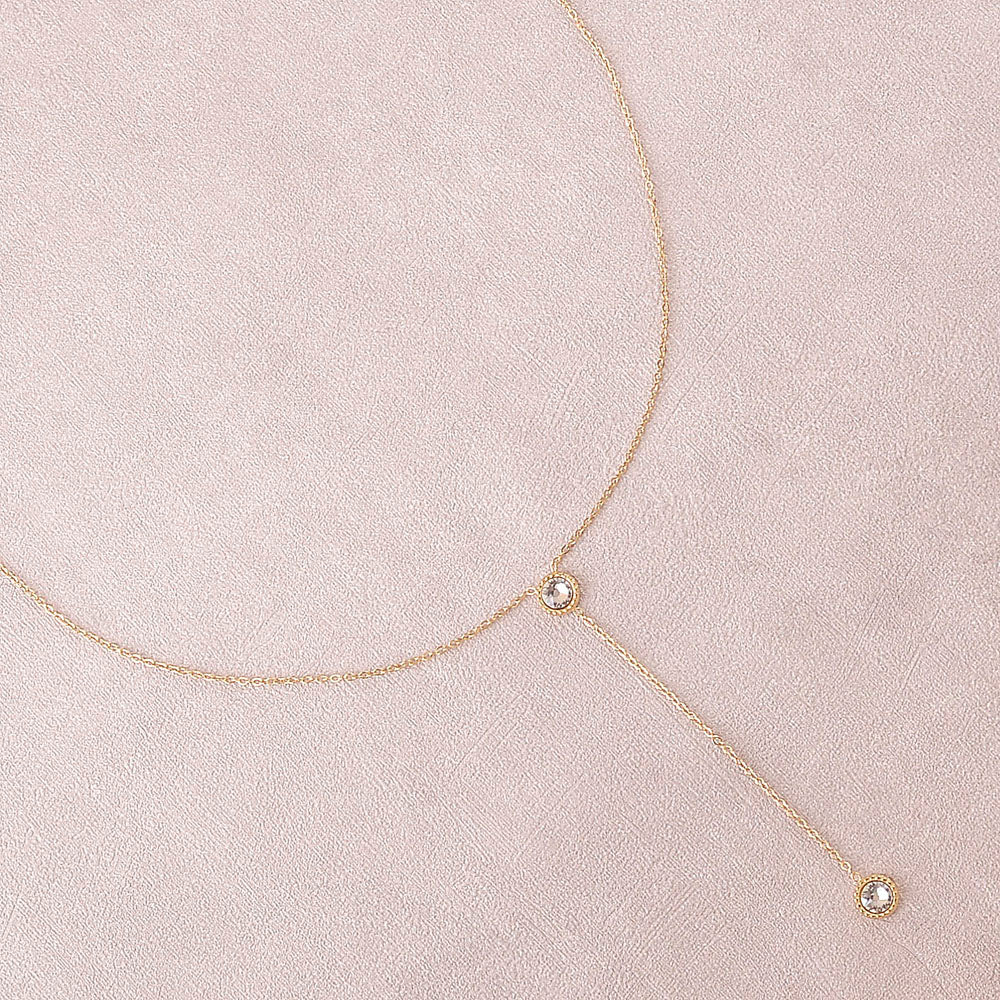 Collier Y - Orné de cristaux de Swarovski® - 40+7 cm - Longueur de chaîne pendante : 6 cm - Dimensions des cristaux : 5x5 mm - Crystal