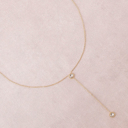 Collier Y - Orné de cristaux de Swarovski® - 40+7 cm - Longueur de chaîne pendante : 6 cm - Dimensions des cristaux : 5x5 mm - Crystal