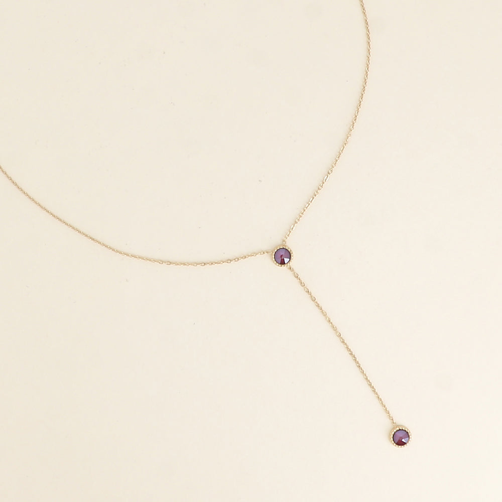 Collier Y - Orné de cristaux de Swarovski® - 40+7 cm - Longueur de chaîne pendante : 6 cm - Dimensions des cristaux : 5x5 mm - Dark red
