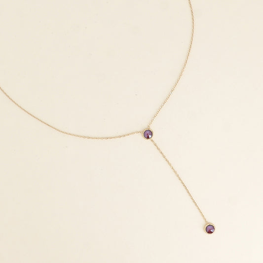 Collier Y - Orné de cristaux de Swarovski® - 40+7 cm - Longueur de chaîne pendante : 6 cm - Dimensions des cristaux : 5x5 mm - Dark red