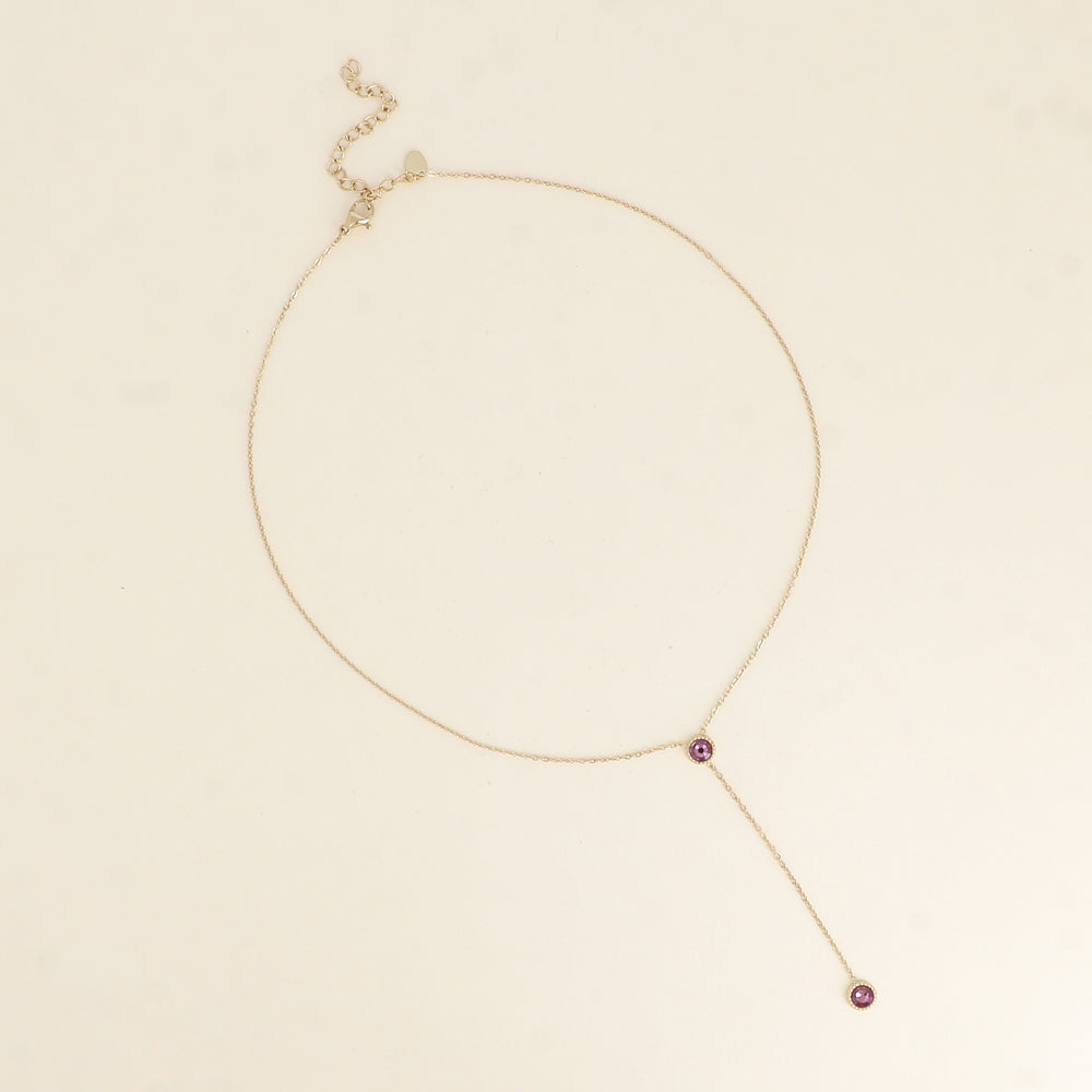 Collier Y - Orné de cristaux de Swarovski® - 40+7 cm - Longueur de chaîne pendante : 6 cm - Dimensions des cristaux : 5x5 mm - Iris