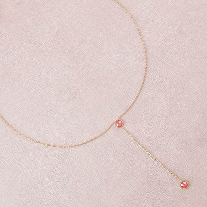 Collier Y - Orné de cristaux de Swarovski® - 40+7 cm - Longueur de chaîne pendante : 6 cm - Dimensions des cristaux : 5x5 mm - Royal red