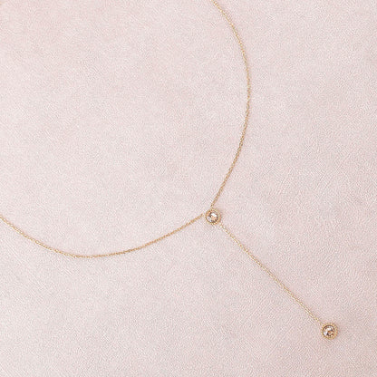 Collier Y - Orné de cristaux de Swarovski® - 40+7 cm - Longueur de chaîne pendante : 6 cm - Dimensions des cristaux : 5x5 mm - Golden shadow