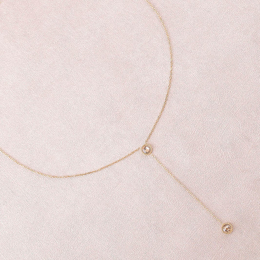 Collier Y - Orné de cristaux de Swarovski® - 40+7 cm - Longueur de chaîne pendante : 6 cm - Dimensions des cristaux : 5x5 mm - Golden shadow