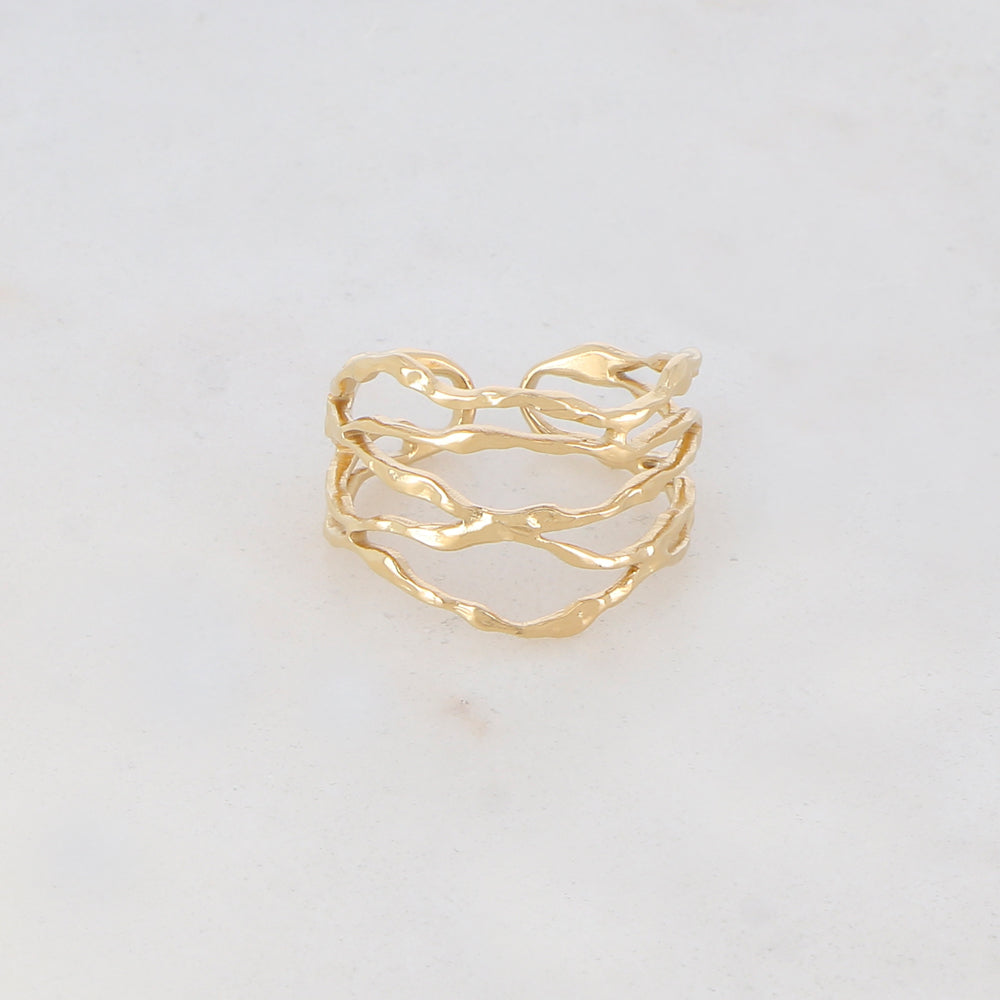 Bague 5 rangs aux motifs graphiques