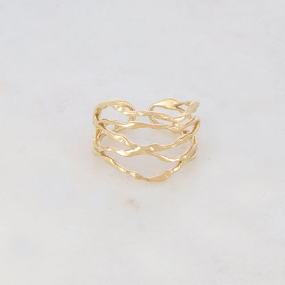 Bague 5 rangs aux motifs graphiques