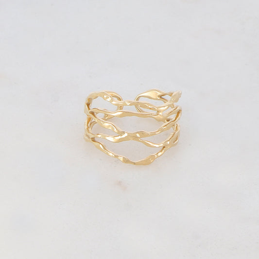 Bague 5 rangs aux motifs graphiques