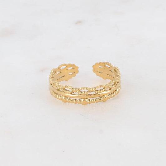 Bague ajustable avec motifs graphiques ajourés