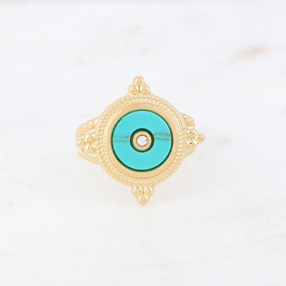 Bague 2 rangs avec pierre naturelle - How lite turquoise