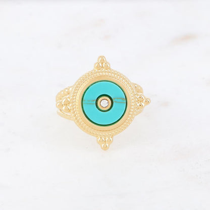 Bague 2 rangs avec pierre naturelle - How lite turquoise
