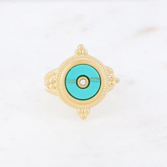 Bague 2 rangs avec pierre naturelle - How lite turquoise