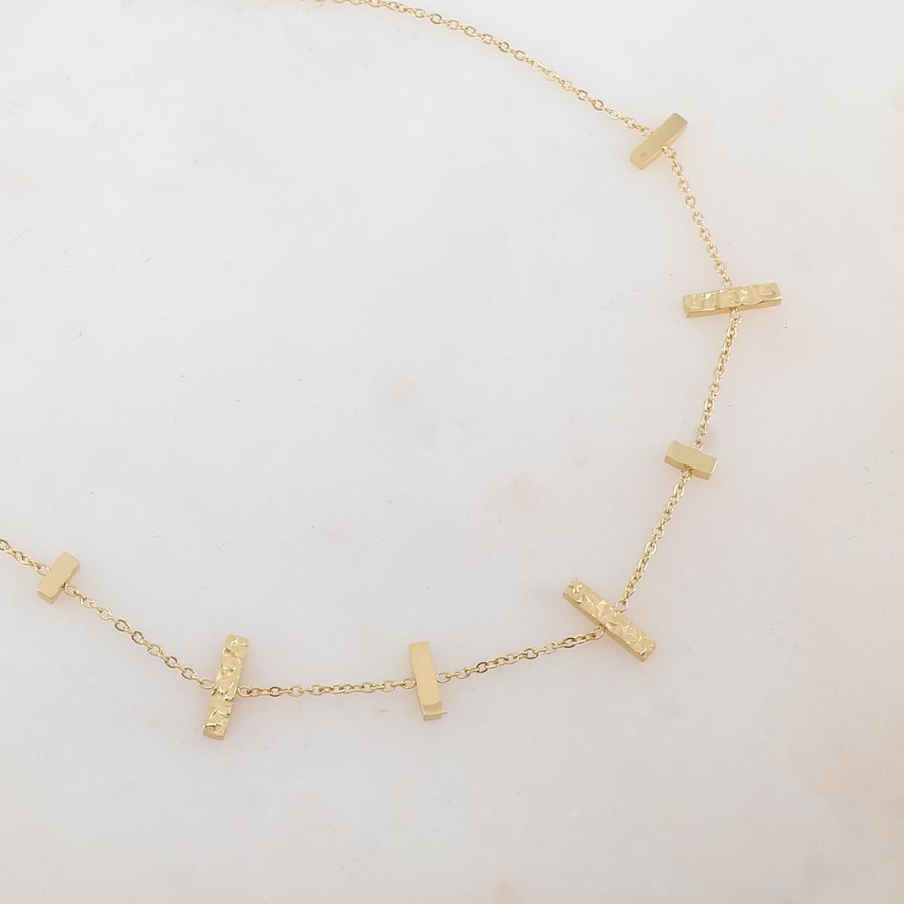 Collier avec 7 barres : 3 martelées et 4 lisses (39+7CM)