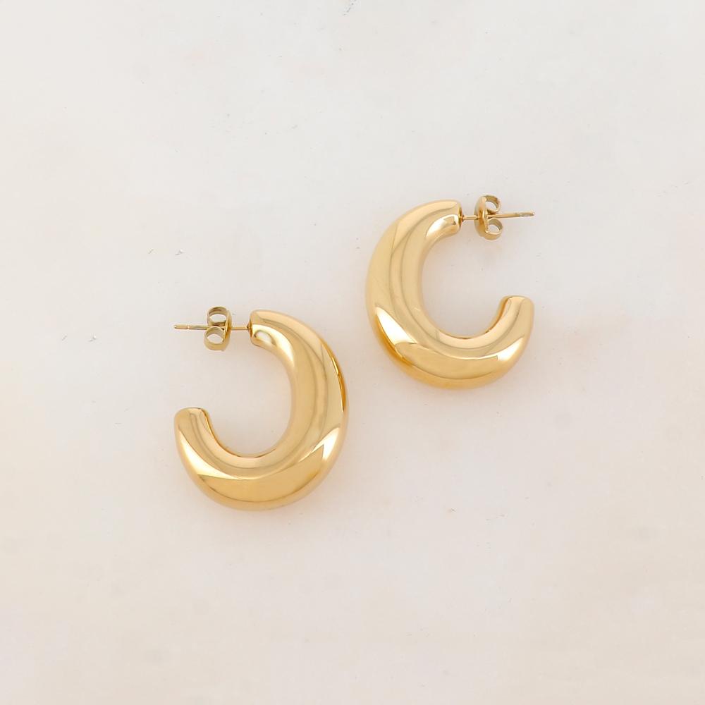 Créoles à puce bombées avec effet miroir 2 x 3 CM.