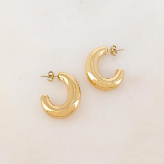 Créoles à puce bombées avec effet miroir 2 x 3 CM.