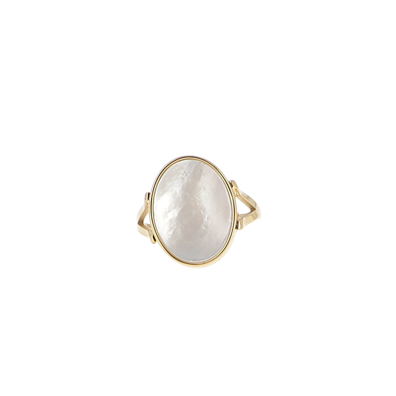 Bague ovale ajustable en Nacre blanche