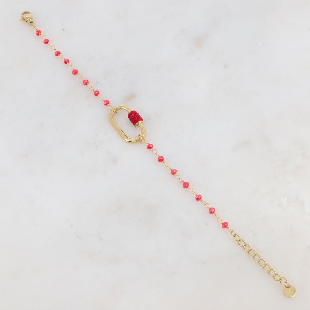 Bracelet avec perle en pâte de verre, boucle et strass