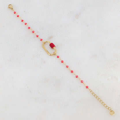 Bracelet avec perle en pâte de verre, boucle et strass