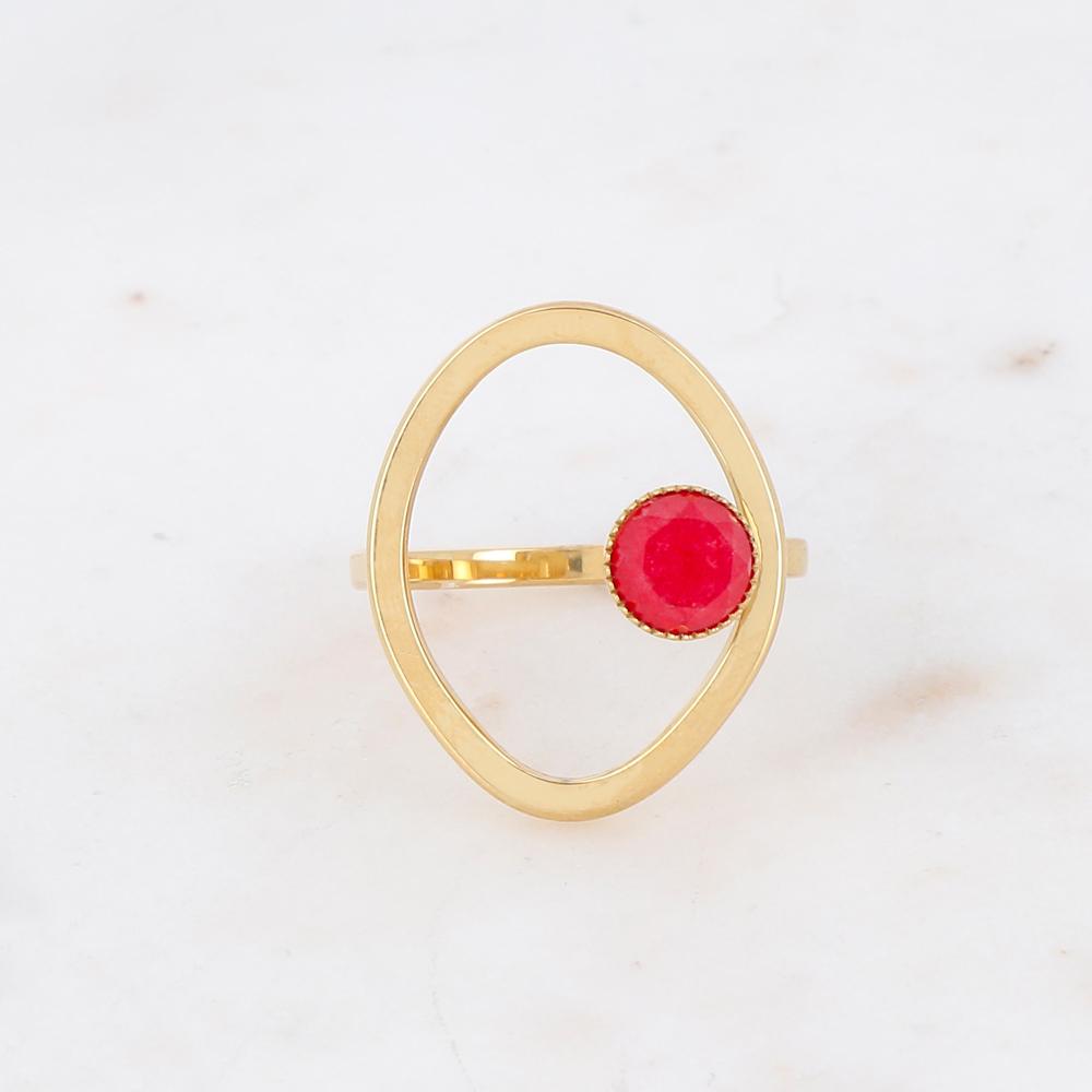 Bague ouverte avec pierre naturelle - Agate rouge