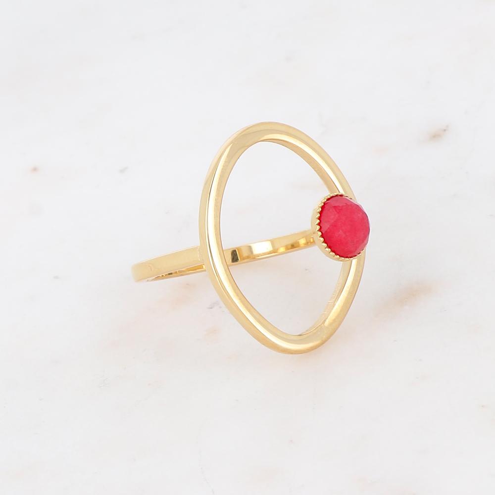 Bague ouverte avec pierre naturelle - Agate rouge