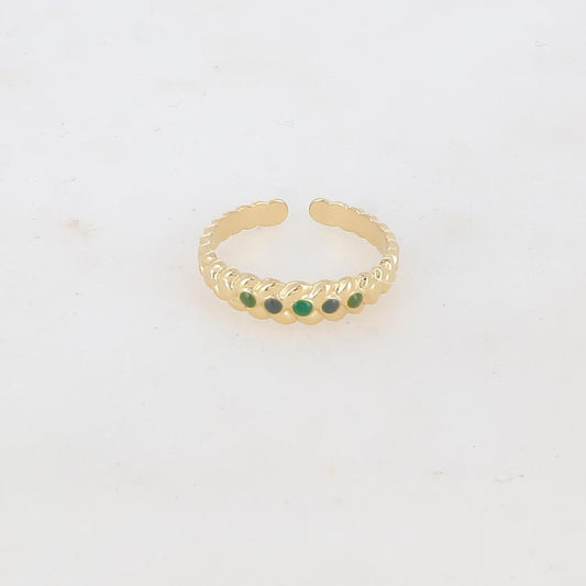 Bague ajustable motif graphique et émaillée