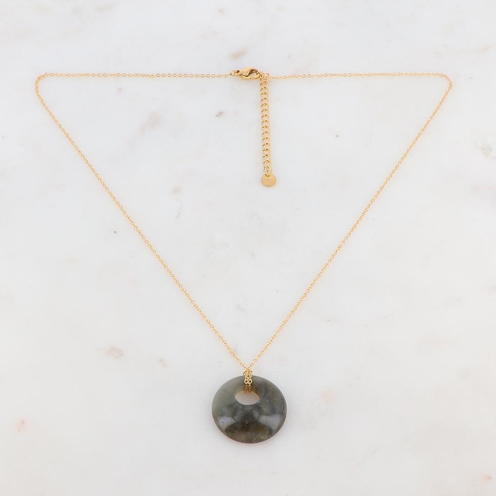 Collier doré avec un pendentif en pierre labradorite 47+5 cm