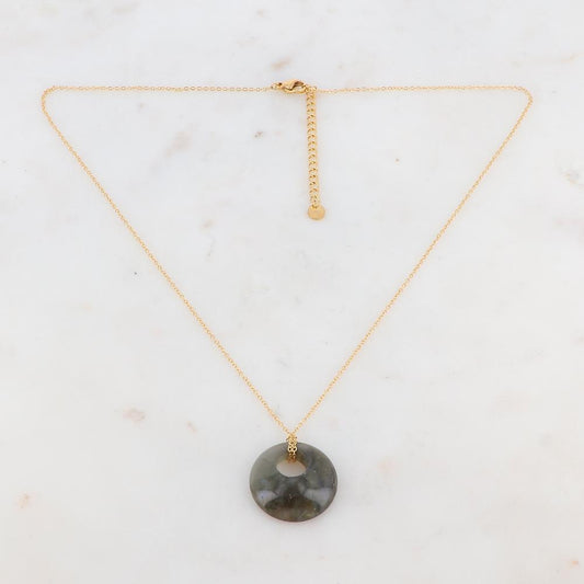 Collier doré avec un pendentif en pierre labradorite 47+5 cm