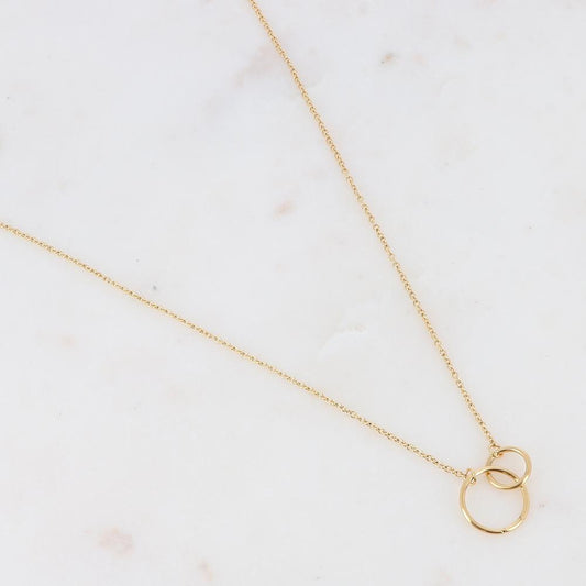 Collier avec double anneaux en doré 40+5 cm