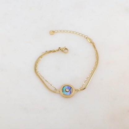 Bracelet double rangs avec pampille ronde, nacre