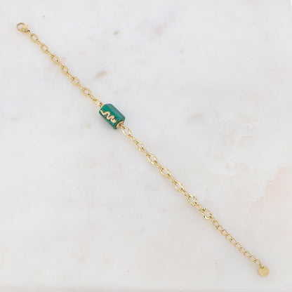 Bracelet en maille avec pierre naturelle et serpent - Malachite