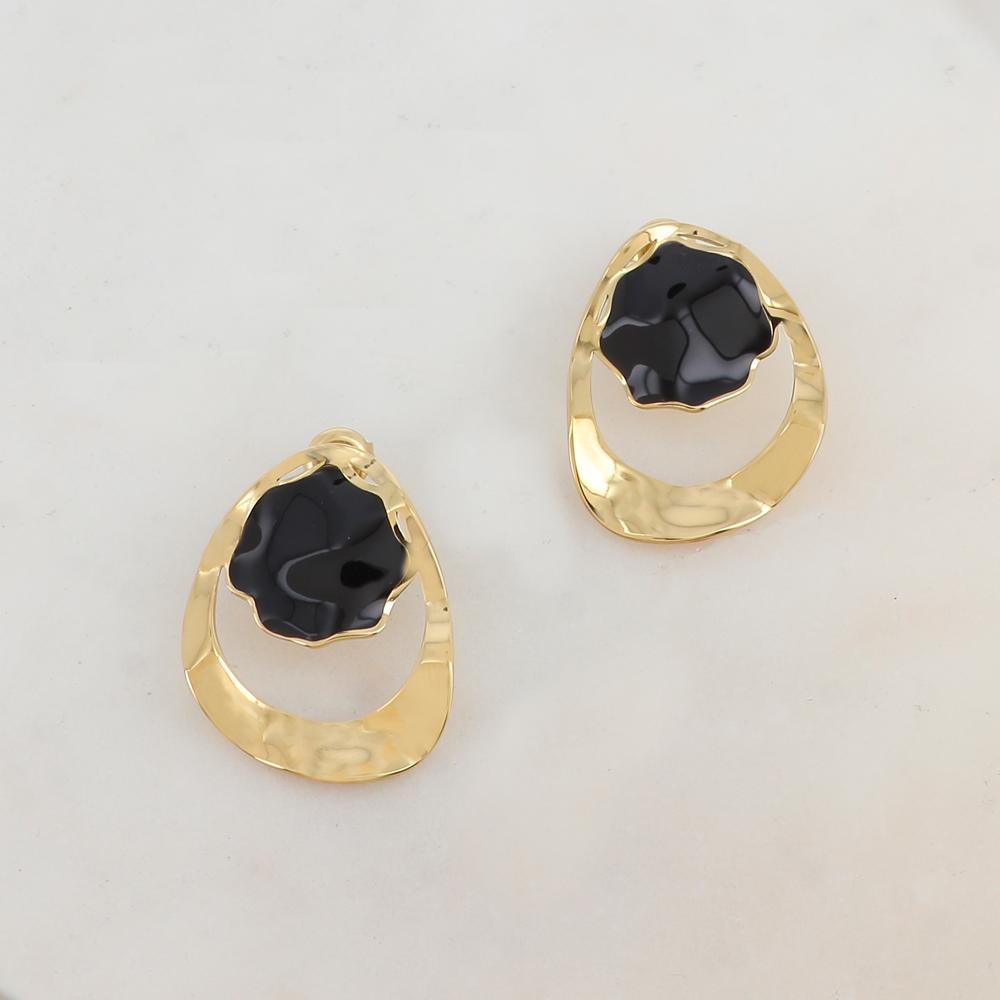 B.O à puce avec pièce géométrique ondulée, émail 2,5 x 3,1 cm