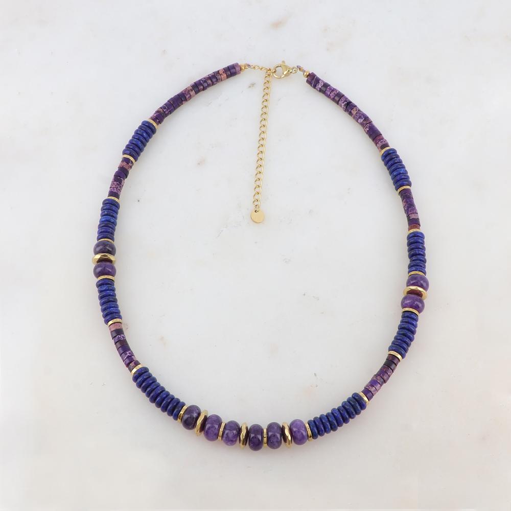 Collier avec pierres naturelles (39+7CM)