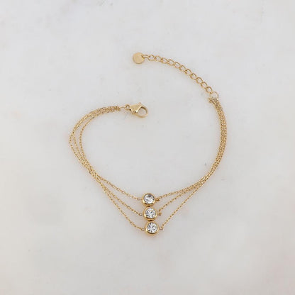 Bracelet trois rangs avec 3 strass
