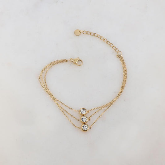 Bracelet trois rangs avec 3 strass