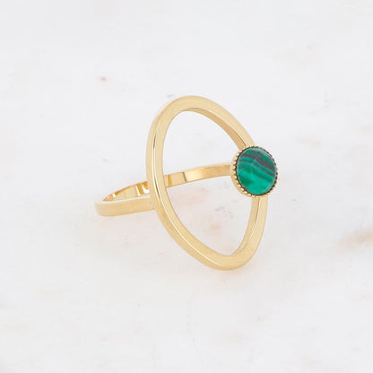 Bague ouverte avec pierre naturelle - Malachite