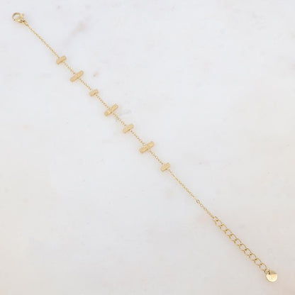 Bracelet avec 7 barres : 3 martelées et 4 lisses