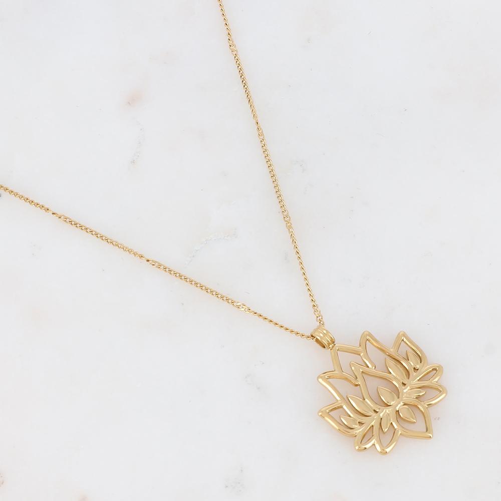 Collier doré avec fleur de lotus 40+5 cm