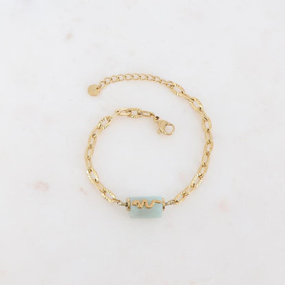 Bracelet en maille avec pierre naturelle et serpent - Amazonite