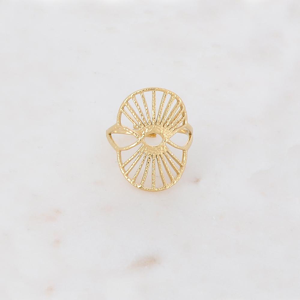 Bague ajourée en forme graphique et géométrique