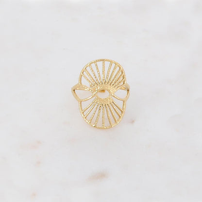 Bague ajourée en forme graphique et géométrique