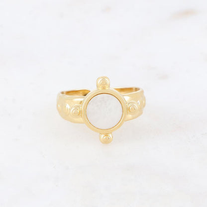 Bague avec nacre, feuille de nacre véritable - Nacre blanche