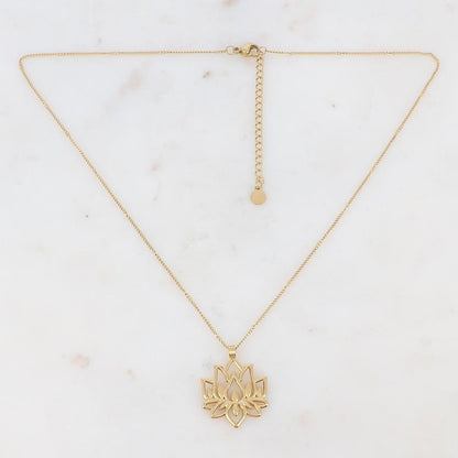 Collier doré avec fleur de lotus 40+5 cm