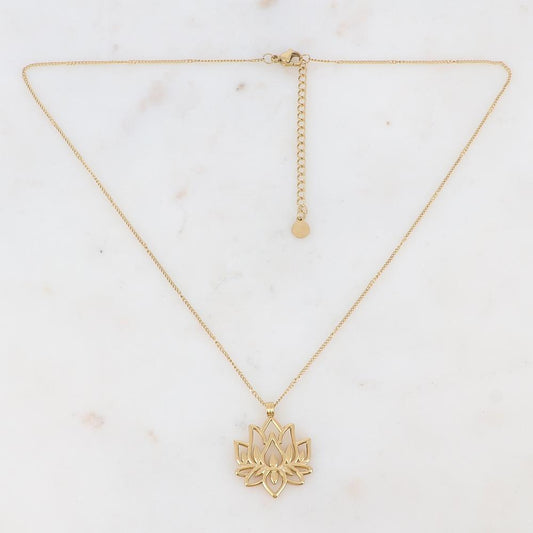 Collier doré avec fleur de lotus 40+5 cm