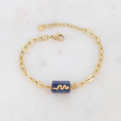 Bracelet en maille avec pierre naturelle et serpent - Lapis lazulite