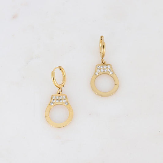 créoles avec pampille géométrique et strass 1,5x 3,3CM