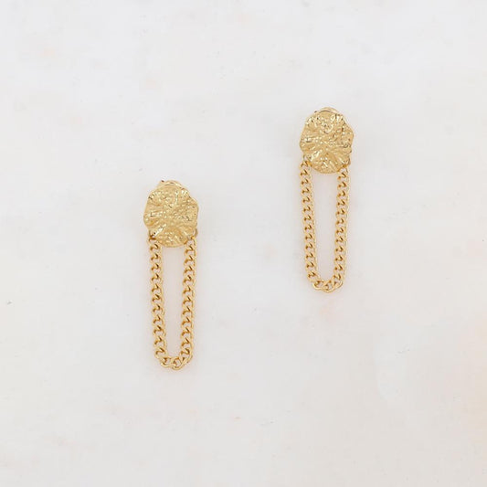 B.O à puce avec pièce martelée et maille pendante 1,2 x 4,5 cm.