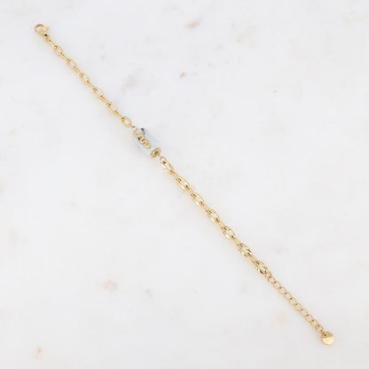 Bracelet en maille avec pierre naturelle et serpent - Pierre de lune blanche