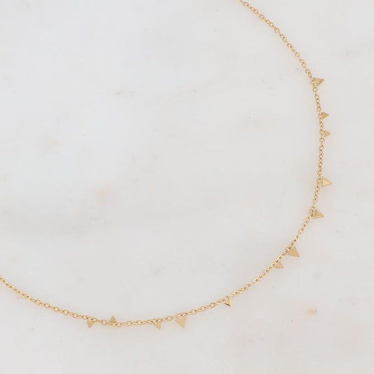 Collier avec mini triangles doré 38+7 cm