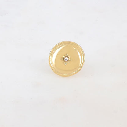 Bague avec pièce ronde, étoile et strass