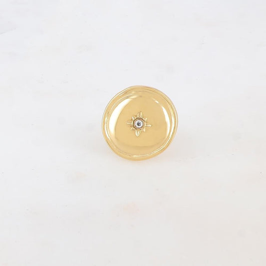 Bague avec pièce ronde, étoile et strass