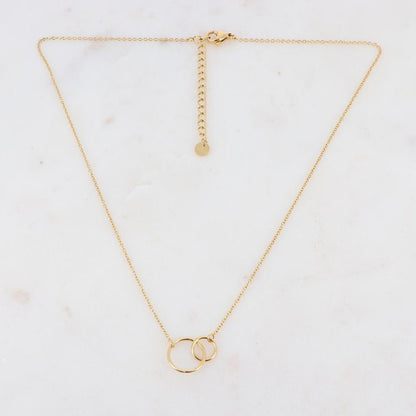 Collier avec double anneaux en doré 40+5 cm